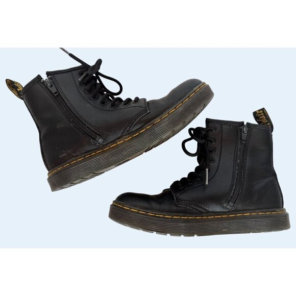 DR. MARTENS Youth Kids Black Zavala Combat Boots Size 3 - Picture 1 of 7
